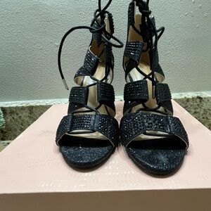Thalia Sodi Black Glitter Strappy Heels - never worn. Smoke & pet free home